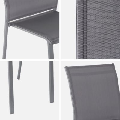 Lot de 4 chaises de jardin Buffalo empilables aluminium et textilene anthracite. 64.5 x 45.5 x 89.5 cm