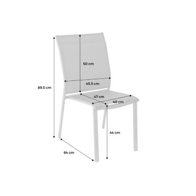 Lot de 4 chaises de jardin Buffalo empilables aluminium et textilene anthracite. 64.5 x 45.5 x 89.5 cm