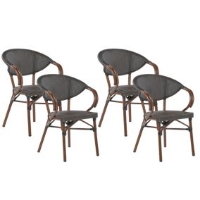 Lot de 4 chaises de jardin CASPRI Métal Gris