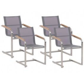 Lot de 4 chaises de jardin COSOLETO Acier inox Gris