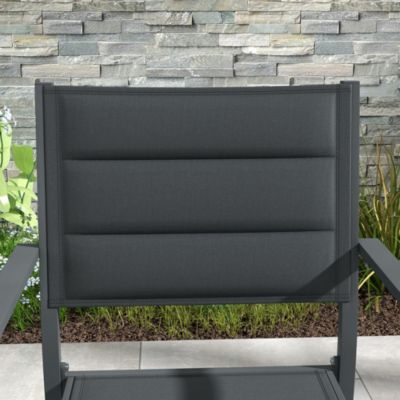 Lot de 4 chaises de jardin empilables avec accoudoirs alu textilène gris