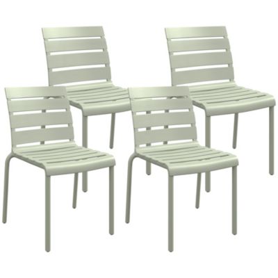 Ensemble de 4 chaises de jardin empilables vertes EVORA main image 1