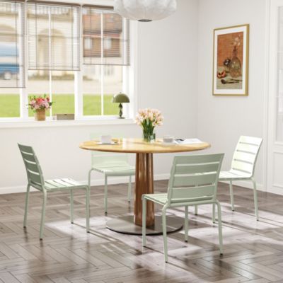 Outsunny Lot De 4 Chaises De Jardin Empilables - Haut Dossier, Accoudoirs, Cadre Acier Gris - Parfait Terrasse, Balcon & Piscine