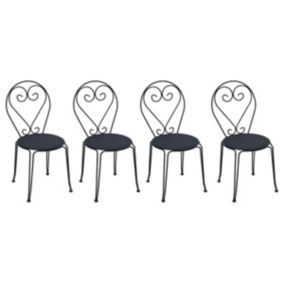 Lot de 4 chaises de jardin empilables en métal façon fer forgé  - anthracite - GUERMANTES de MYLIA