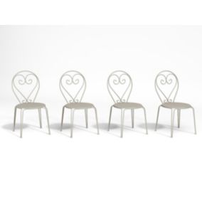 Lot de 4 chaises de jardin empilables en métal façon fer forgé - Beige - GUERMANTES de MYLIA