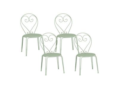 Lot de 4 chaises de jardin empilables en métal façon fer forgé - Vert amande - GUERMANTES de MYLIA