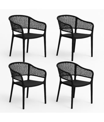 Lot de 4 chaises de jardin empilables en résine coloris anthracite - Longueur 59 x Profondeur 56 x Hauteur 79 cm