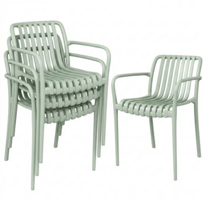 Lot de 4 chaises de jardin empilables vert