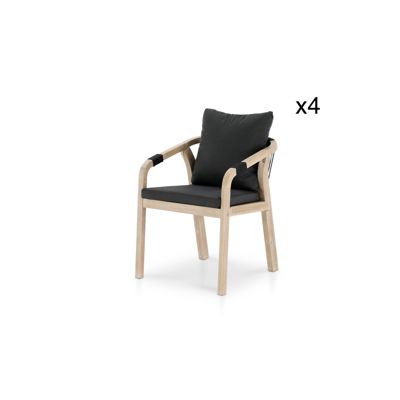 Lot de 4 chaises de jardin en bois d'acacia et en corde tressée - Zanzibar