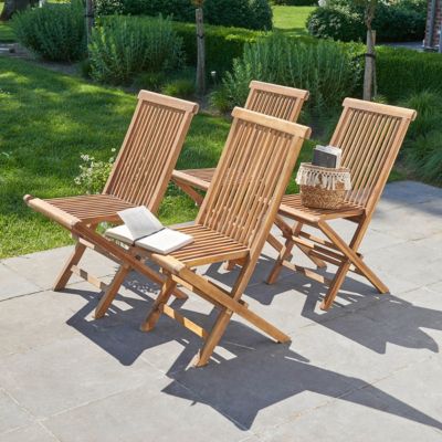 Lot de 4 chaises de jardin en teck huilé pliantes