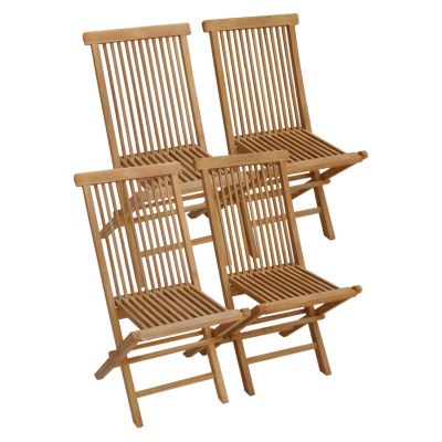 Lot de 4 chaises de jardin en teck LOMBOK - Happy Garden