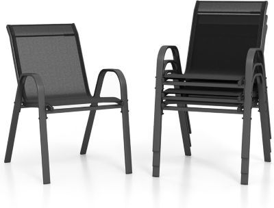 Lot de 4 Chaises de Jardin Fauteuil de Terrasse Confortable avec Accoudoirs Dossier Chaise Salon de Jardin Extérieur et Intérieur