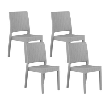 Lot de 4 chaises de jardin FOSSANO Matière synthétique Gris clair