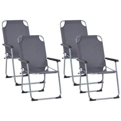Lot de 4 chaises de jardin GALATSI Pliant Métal Gris