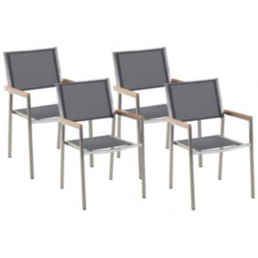 Lot de 4 chaises de jardin GROSSETO Acier inox Gris