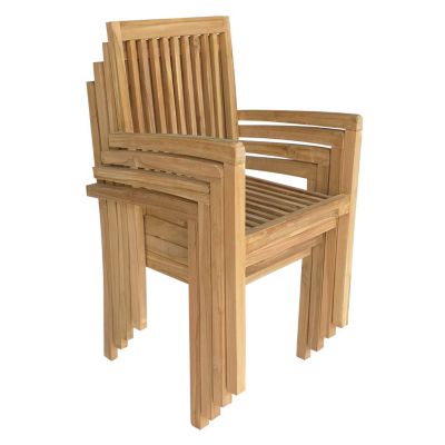 Lot de 4 chaises de jardin JAVA empilables en teck - Happy Garden