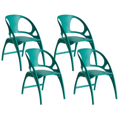 Lot de 4 chaises de jardin NEMI Pliant Bleu paon