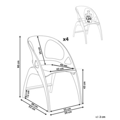 Lot de 4 chaises de jardin NEMI Pliant Bleu paon