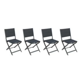 Lot de 4 chaises de jardin pliables Poivre et Graphite Allure - Hespéride