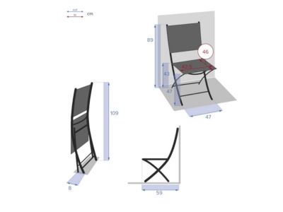 Lot de 4 chaises de jardin pliables Poivre et Graphite Allure - Hespéride