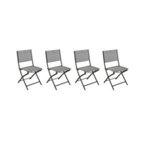 Lot de 4 Chaises de jardin pliante métal Modula Galet / Graphite - Hesperide