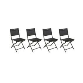 Lot de 4 Chaises de jardin pliante métal Modula Gris Anthracite / Graphite - Hesperide