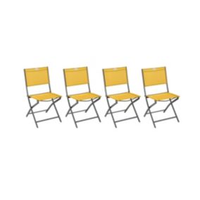 Lot de 4 Chaises de jardin pliante métal Modula Moutarde/Graphite - Hespéride