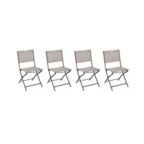 Lot de 4 Chaises de jardin pliante métal Modula Noisette / Tonka - Hesperide