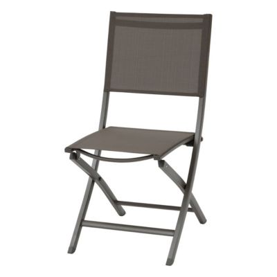Lot de 4 chaises de jardin pliantes Essentia wengé & praliné aluminium et texaline - Hespéride