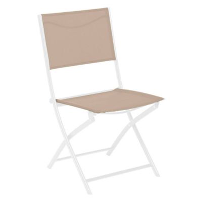 Lot de 4 chaises de jardin pliantes "Modula" lin & blanc en acier traité époxy - Hespéride