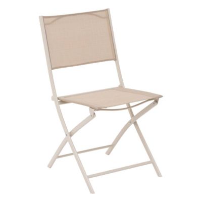 Lot de 4 chaises de jardin pliantes "Modula" lin et argile - Hespéride