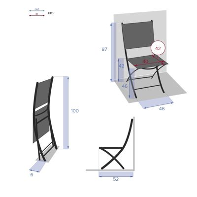 Lot de 4 chaises de jardin pliantes "Modula" lin et argile - Hespéride