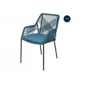 Lot de 4 chaises de jardin Séville turquoise - Jardideco