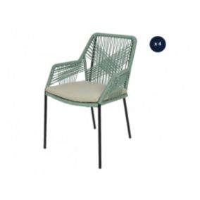 Lot de 4 chaises de jardin Séville vert menthe - Jardideco