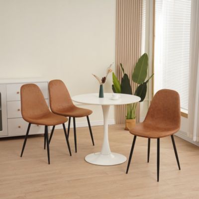 Lot de 4 chaises de salle à manger, Avec pieds en métal, marron