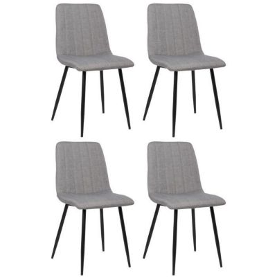 Lot de 4 Chaises de Salle à Manger Dijon en Tissu ou Velours Piètement en métal noir - Gris