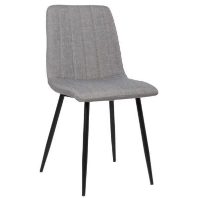 Lot de 4 Chaises de Salle à Manger Dijon en Tissu ou Velours Piètement en métal noir - Gris