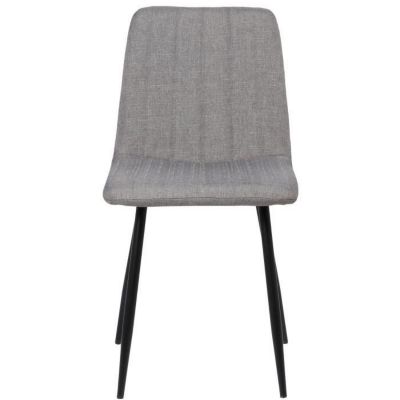 Lot de 4 Chaises de Salle à Manger Dijon en Tissu ou Velours Piètement en métal noir - Gris
