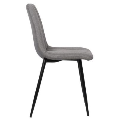 Lot de 4 Chaises de Salle à Manger Dijon en Tissu ou Velours Piètement en métal noir - Gris