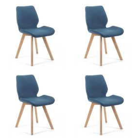 Lot de 4 chaises de salle à manger en tissu AKORD SJ.0159 Bleu Marine