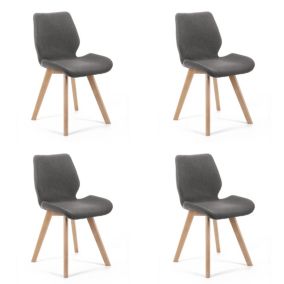 Lot de 4 chaises de salle à manger en tissu AKORD SJ.0159 Gris Marron