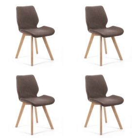 Lot de 4 chaises de salle à manger en tissu AKORD SJ.0159 Marron