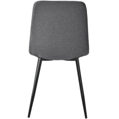 Lot de 4 chaises de salle à manger en tissu gris foncé avec dossier et pieds en métal style moderne