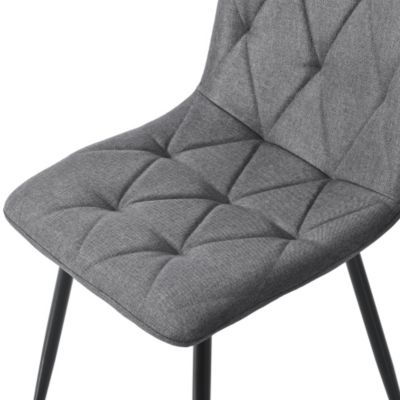 Lot de 4 chaises de salle à manger en tissu gris foncé avec dossier et pieds en métal style moderne