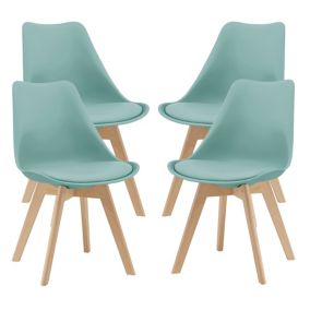 Lot de 4 Chaises de Salle à Manger Fläten Similicuir Hêtre Menthe en.casa