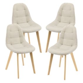 Lot de 4 Chaises de Salle à Manger Kopparberg 86 x 53 x 47 cm Beige en.casa