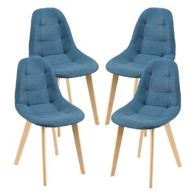 Lot de 4 Chaises de Salle à Manger Kopparberg 86 x 53 x 47 cm Bleu en.casa