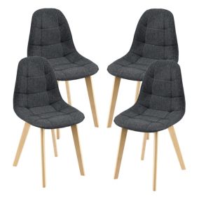 Lot de 4 Chaises de Salle à Manger Kopparberg 86 x 53 x 47 cm Noir en.casa