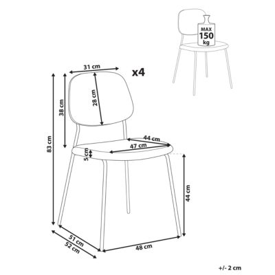 Lot de 4 chaises de salle à manger RILEY Tissu Vert