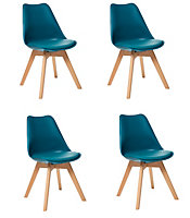 Lot de 4 chaises de table Baya bleu canard